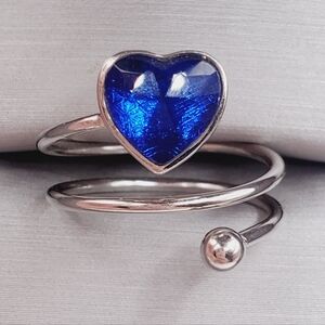Blue Heart Silver 925 Sterling Silver Ring